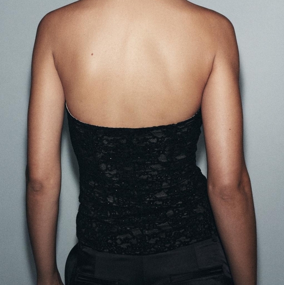Zara Velvet Lace Black Corset Sz M - Picture 3 of 12